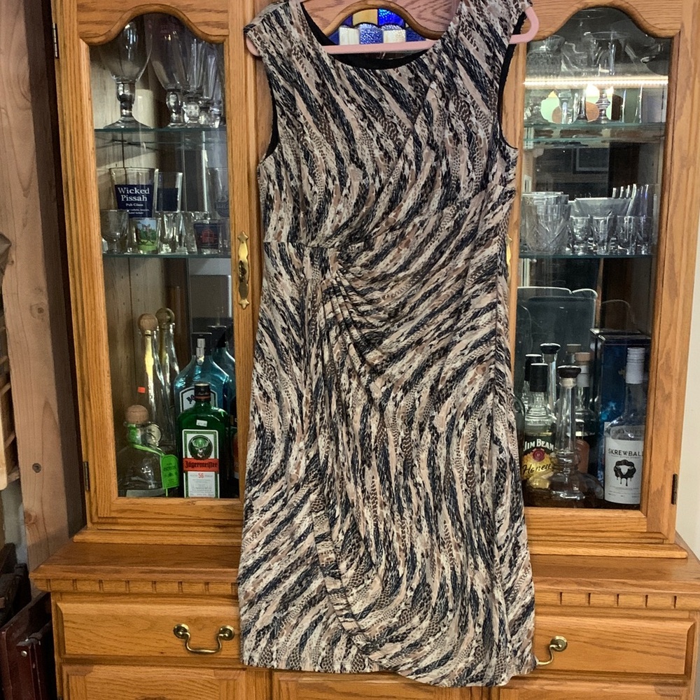 Dress Barn Black and Tan Midi Dress